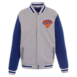 New York Knicks  JH Design Two-Tone Reversible Fleece Jacket - Gray/Royal