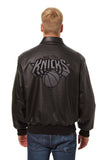 New York Knicks Full Leather Jacket - Black/Black