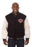 New York Knicks Domestic Two-Tone Wool and Leather Jacket-Black