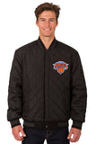 New York Knicks Wool & Leather Reversible Jacket w/ Embroidered Logos - Black