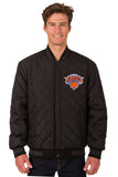 New York Knicks Wool & Leather Reversible Jacket w/ Embroidered Logos - Charcoal/Black