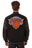 New York Knicks Wool & Leather Reversible Jacket w/ Embroidered Logos - Black