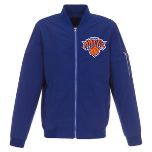 New York Knicks JH Design Lightweight Nylon Bomber Jacket – Royal