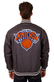 New York Knicks Poly Twill Varsity Jacket - Charcoal