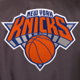 New York Knicks Poly Twill Varsity Jacket - Charcoal