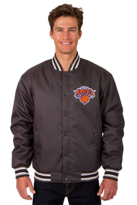 New York Knicks Poly Twill Varsity Jacket - Charcoal