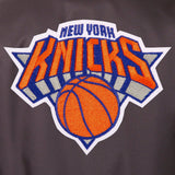 New York Knicks Poly Twill Varsity Jacket - Charcoal