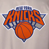 New York Knicks Poly Twill Varsity Jacket - Gray/Royal