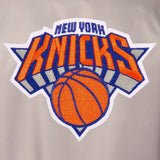 New York Knicks Poly Twill Varsity Jacket - Gray/Royal