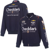 Kyle Busch JH Design 2026 Cheddar's  Full-Snap Twill Racing Jacket - Navy - J.H. Sports Jackets