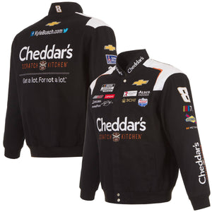 Nascar Kyle Busch JH Design Cheddar's Cotton Twill Uniform Full Snap Jacket-Black