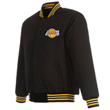 Los Angeles Lakers Reversible Wool Jacket -  Embroidered Logos JH Design-  Black