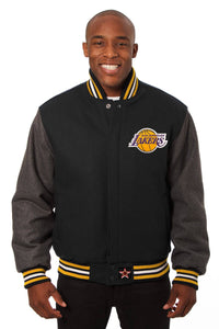 Los Angeles Lakers Embroidered Wool Jacket - Black/Grey