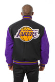 Los Angeles Lakers Embroidered Handmade Wool Jacket - Black/Purple