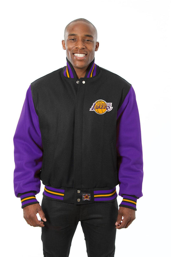 Los Angeles Lakers Embroidered Handmade Wool Jacket - Black/Purple