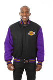 Los Angeles Lakers Embroidered Handmade Wool Jacket - Black/Purple