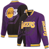 Authentic  JH Design Los Angeles Lakers Cotton Twill Embroidered Jacket Black-Purple