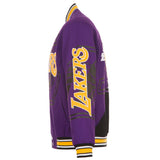 Authentic  JH Design Los Angeles Lakers Cotton Twill Embroidered Jacket Black-Purple