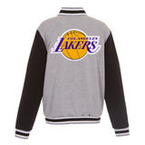 Los Angeles Lakers Two-Tone Reversible Fleece Jacket - Gray/Black - J.H. Sports Jackets