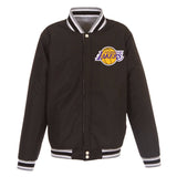 Los Angeles Lakers Two-Tone Reversible Fleece Jacket - Gray/Black