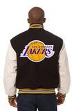 Los Angeles Lakers Domestic Two-Tone Wool and Leather Jacket-Black