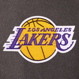 Los Angeles Lakers Wool & Leather Reversible Jacket w/ Embroidered Logos - Charcoal/Black