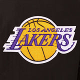 Los Angeles Lakers Wool & Leather Reversible Jacket w/ Embroidered Logos - Black