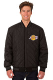 Los Angeles Lakers Wool & Leather Reversible Jacket w/ Embroidered Logos - Black