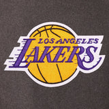 Los Angeles Lakers Wool & Leather Reversible Jacket w/ Embroidered Logos - Charcoal/Black