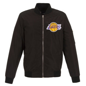 Los Angeles Lakers JH Design Lightweight Nylon Bomber Jacket – Black