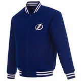 Tampa Bay Lightning Reversible Wool Jacket - Embroidered Logos - JH Design- Royal