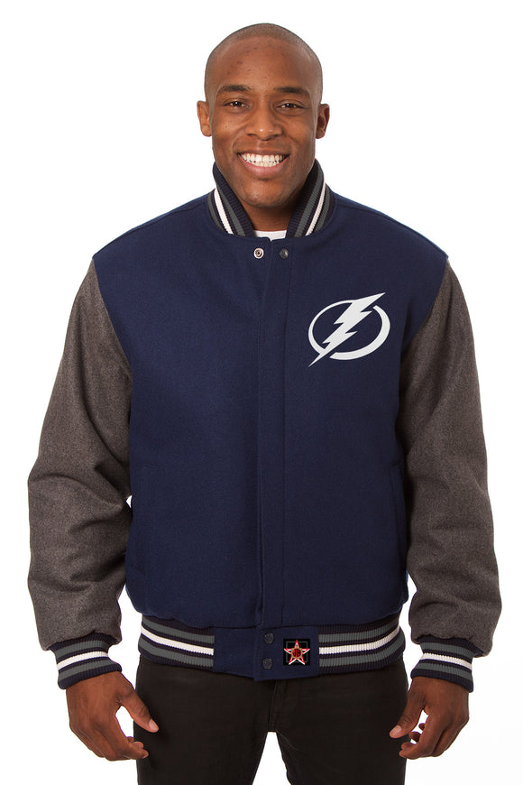 Tampa Bay Lightning Handmade All Wool Two-Tone Jacket - Navy/Grey - J.H. Sports Jackets