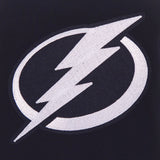 Tampa Bay Lightning JH Design Reversible Fleece Jacket with Faux Leather Sleeves - Navy/White