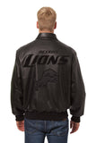 Detroit Lions JH Design Tonal All Leather Jacket - Black/Black