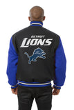 Detroit Lions JH Design Wool Handmade Full-Snap Jacket - Black/Blue - J.H. Sports Jackets