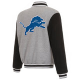 Detroit Lions Two-Tone Reversible Fleece Jacket - Gray/Black