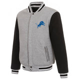 Detroit Lions Two-Tone Reversible Fleece Jacket - Gray/Black