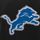 Detroit Lions - JH Design Reversible Fleece Jacket with Faux Leather Sleeves - Black/White