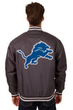 Detroit Lions Poly Twill Varsity Jacket - Black