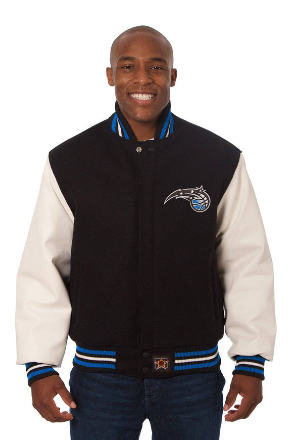 Orlando Magic Domestic Two-Tone Handmade Wool and Leather Jacket-Black/White