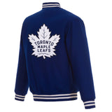 Toronto Maple Leafs Reversible Wool Jacket Embroidered Logos- JH Design - Royal