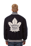 Toronto Maple Leafs JH Design Wool Handmade Full-Snap Jacket - Navy - J.H. Sports Jackets