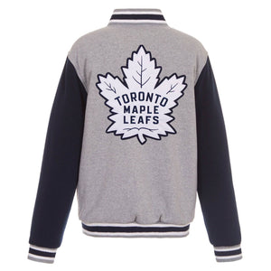 NHL Toronto Maple Leafs JH Design Two-Tone Reversible Fleece Jacket - Gray/Navy