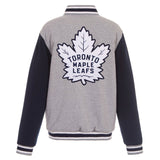 NHL Toronto Maple Leafs JH Design Two-Tone Reversible Fleece Jacket - Gray/Navy