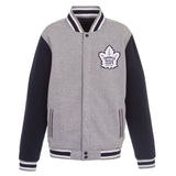 NHL Toronto Maple Leafs JH Design Two-Tone Reversible Fleece Jacket - Gray/Navy