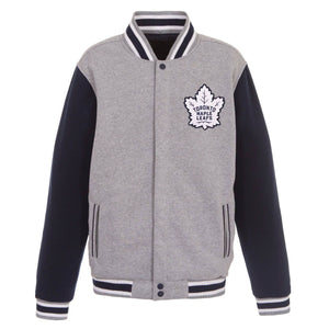 Toronto Maple Leafs Two-Tone Reversible Fleece Jacket - Gray/Navy