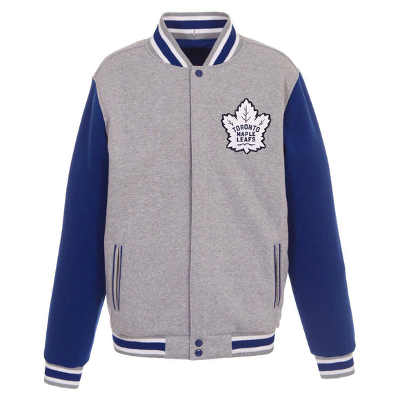 Toronto Maple Leafs Two-Tone Reversible Fleece Jacket - Gray/Royal