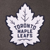 Toronto Maple Leafs Wool & Leather Reversible Jacket w/ Embroidered Logos - Charcoal/Navy