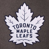 Toronto Maple Leafs Wool & Leather Reversible Jacket w/ Embroidered Logos - Charcoal/Navy