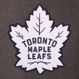 Toronto Maple Leafs Wool & Leather Reversible Jacket w/ Embroidered Logos - Charcoal/Navy